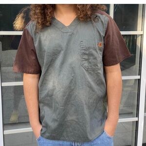 Carhartt Scrub shirt Men’s LG Color block Utility Nurse Top Shirt short Sleeve